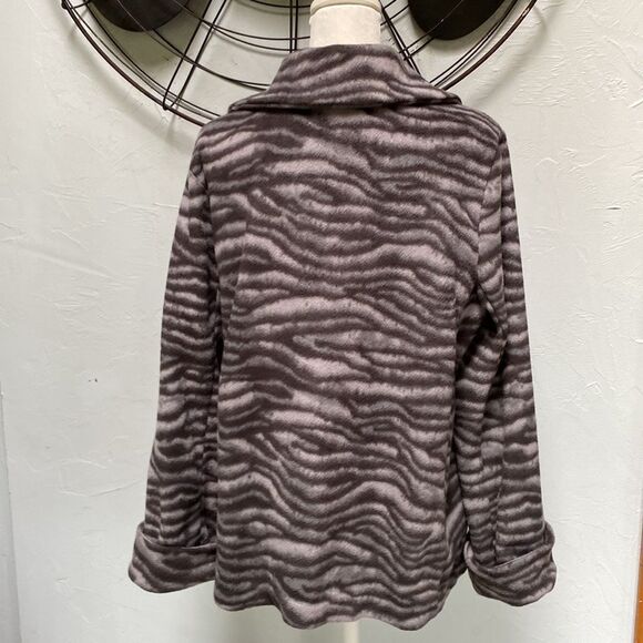 Susan Graver Zebra Print Fleece Jacket - Picture 4 of 7